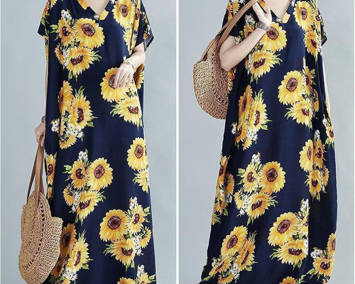 【匿名配送】LIBERTY柄　リバティ柄　ロングワンピース　花柄　ひまわり 新品 リバティ定番人気ひまわり柄 リラックスフィット ノースリーブ