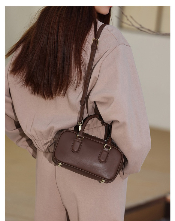 ヒロちゃん様！未使用‼️本革ボストンバッグ 本革 ミニボストンバッグ レディース ピローバッグ 小さめ ショルダー