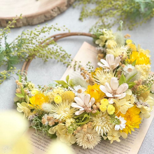 春色　ミモザ　ミモザリース　三日月Wreath 春色 ミモザ ミモザリース 三日月Wreath 春色 ミモザ ミモザリース