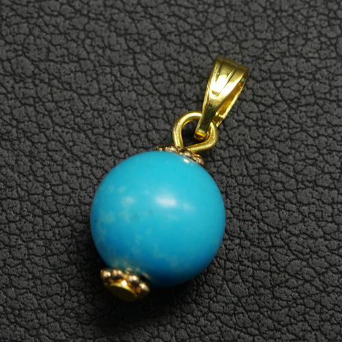 オーダーメイド 天然石ターコイズのペンダントトップ 8mm練ターコイズの1粒ペンダントトップ 188 ペンダントトップ