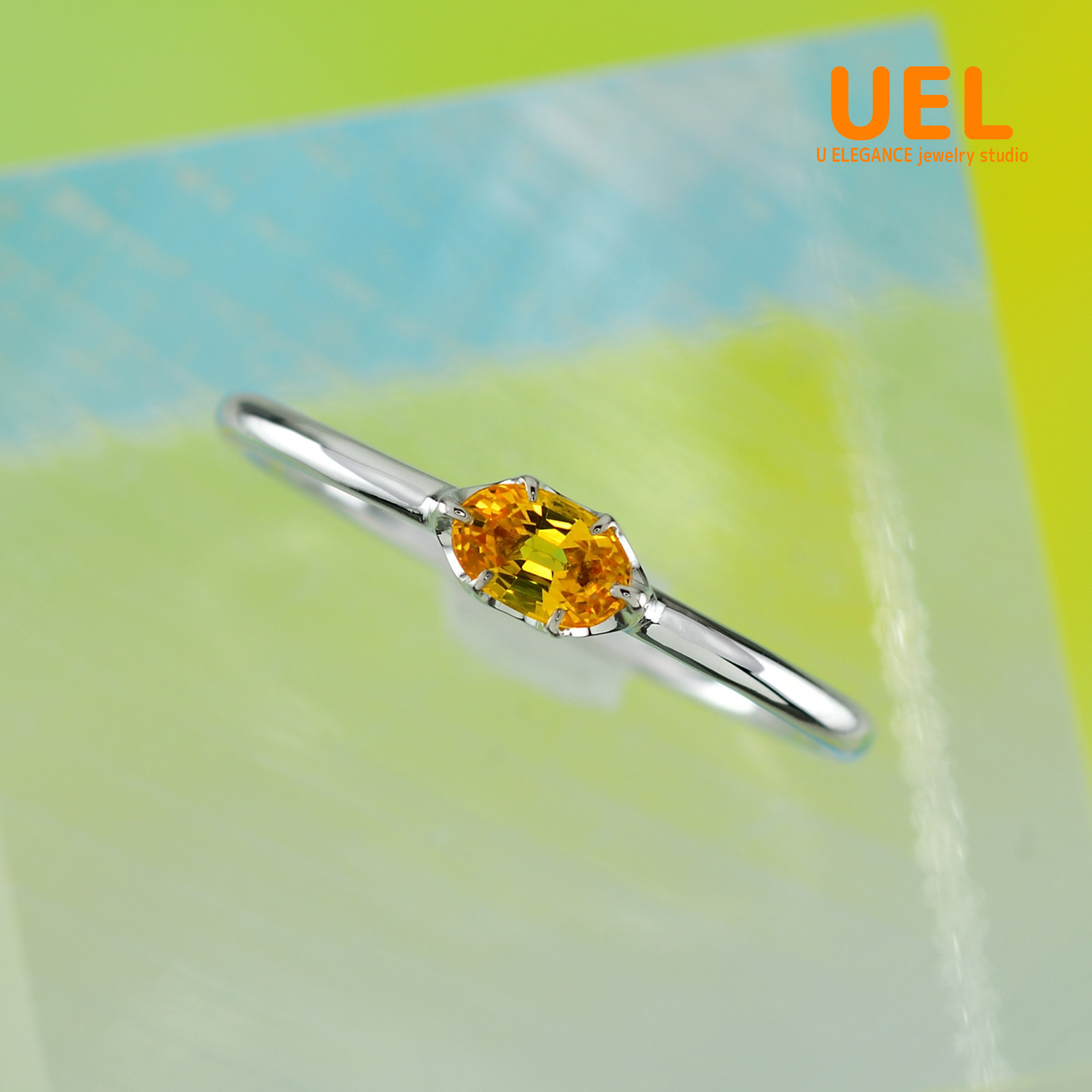 イエローサファイア　オーバル5×3ミリ　シンプルリング　SILVER925