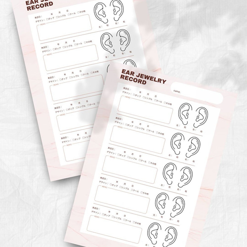 耳つぼジュエリー資料セット 9枚 耳つぼマップ 図鑑 辞典 カルテ
