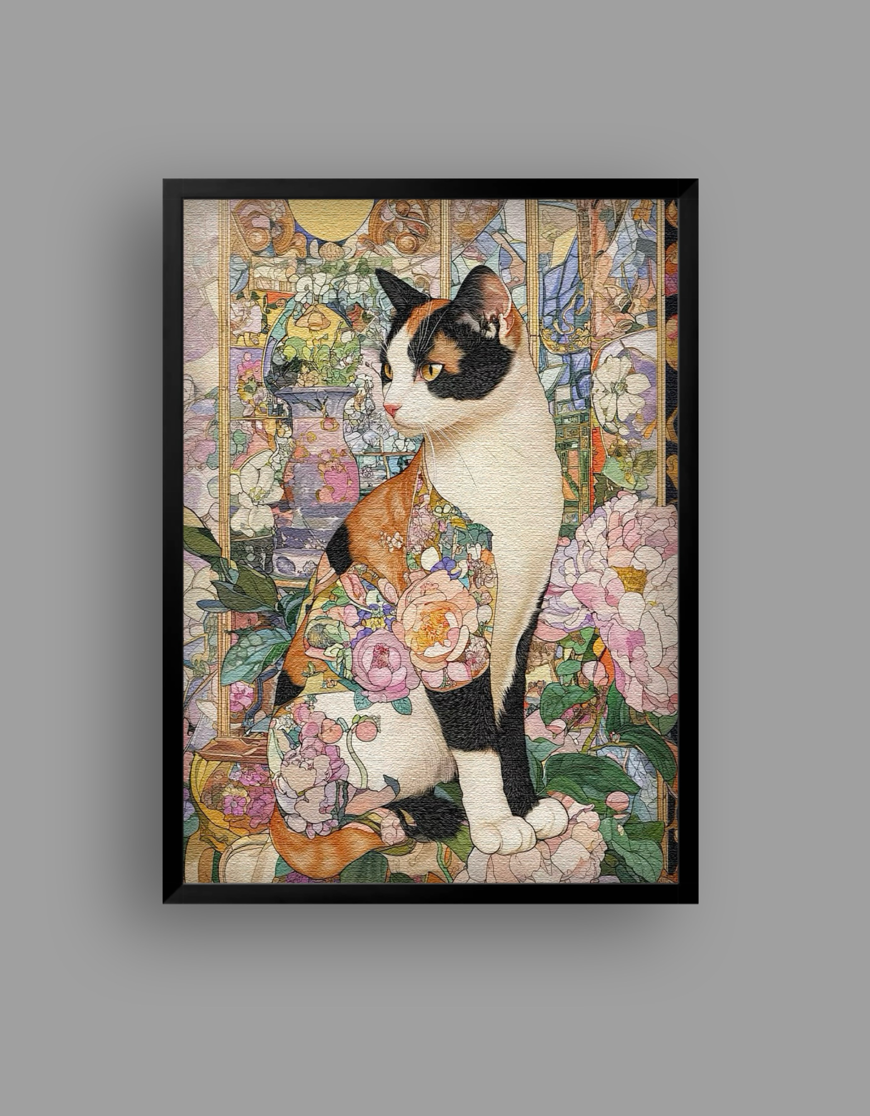 絵画 | イラストポスター 1075☆ 【レトロな雰囲気の黒猫】 絵画