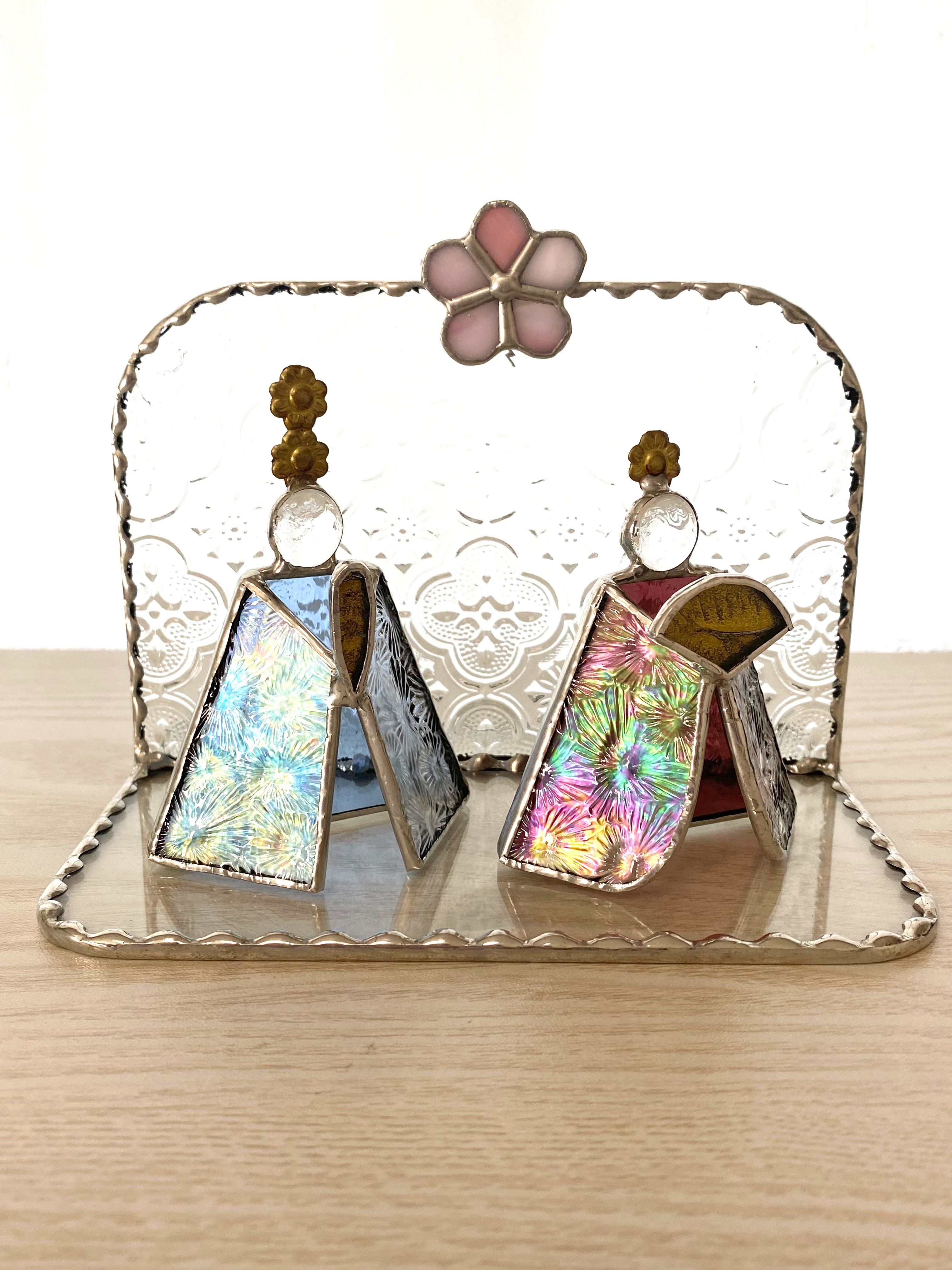 ①ガラスの雛人形♢ステンドグラス(ブルー・ワインレッド)