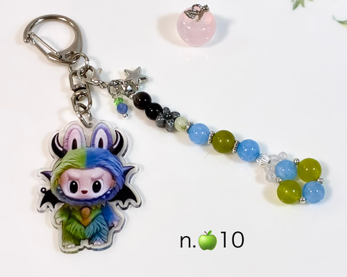 【2934】うさぎ　オルゴナイト　天然石　キーホルダー　チャーム　アクアマリン 4bfededc9a645d382331a0d64643fd
