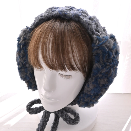 結ぶタイプ》イヤーマフ/ヘアバンド 2way♪バイカラー ふわふわファー