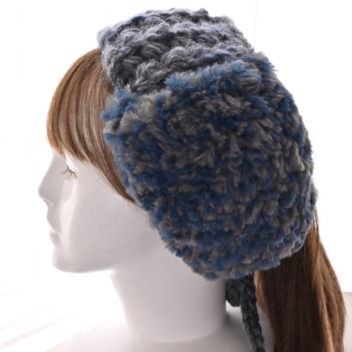 結ぶタイプ》イヤーマフ/ヘアバンド 2way♪バイカラー ふわふわファー