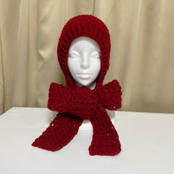 フード付きマフラー ブラック 黒色 編み物 バラボネット バラクラバ