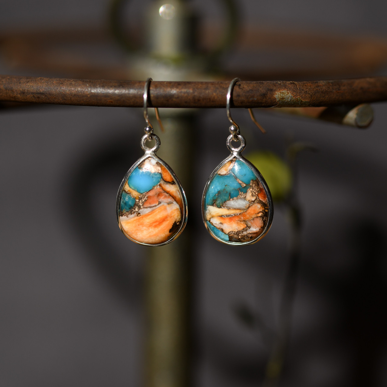 スパイニーオイスターカッパーターコイズ ピアス／イヤリング アクセサリー [No.260]