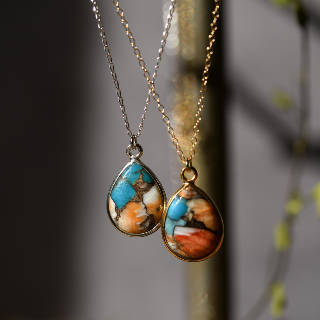 スパイニーオイスターカッパーターコイズのネックレス（Silver925／14kgf） アクセサリー [N