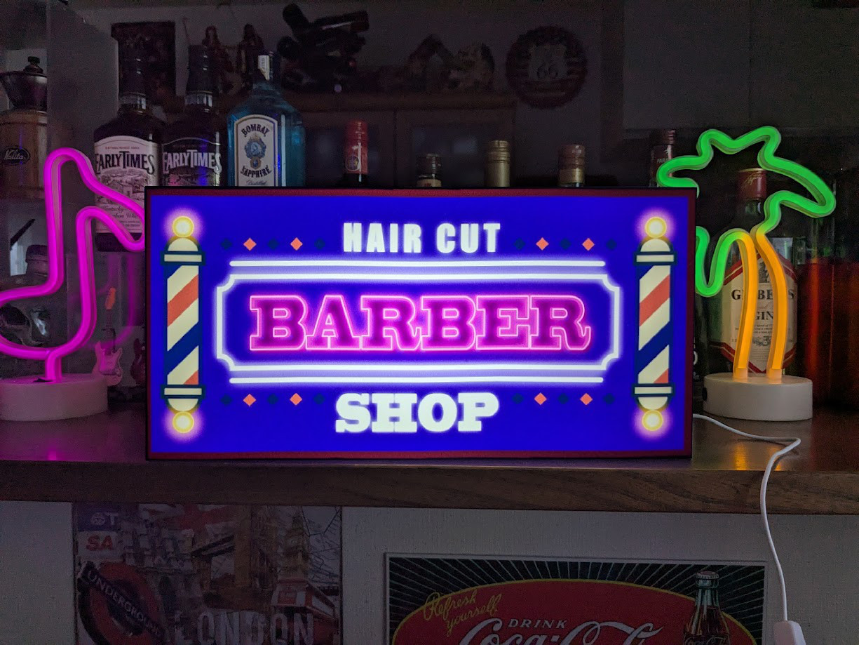 【Lサイズ】バーバーショップ ヘアーサロン 美容室 散髪 床屋 店舗 サイン 照明 看板 置物 雑貨 ライトBOX