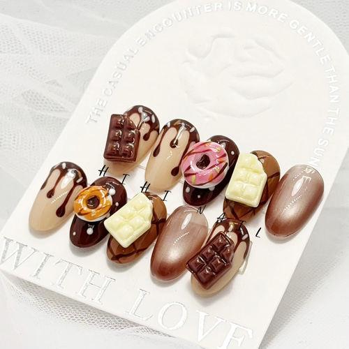 バレンタインネイル チョコレートネイル マグネットネイル