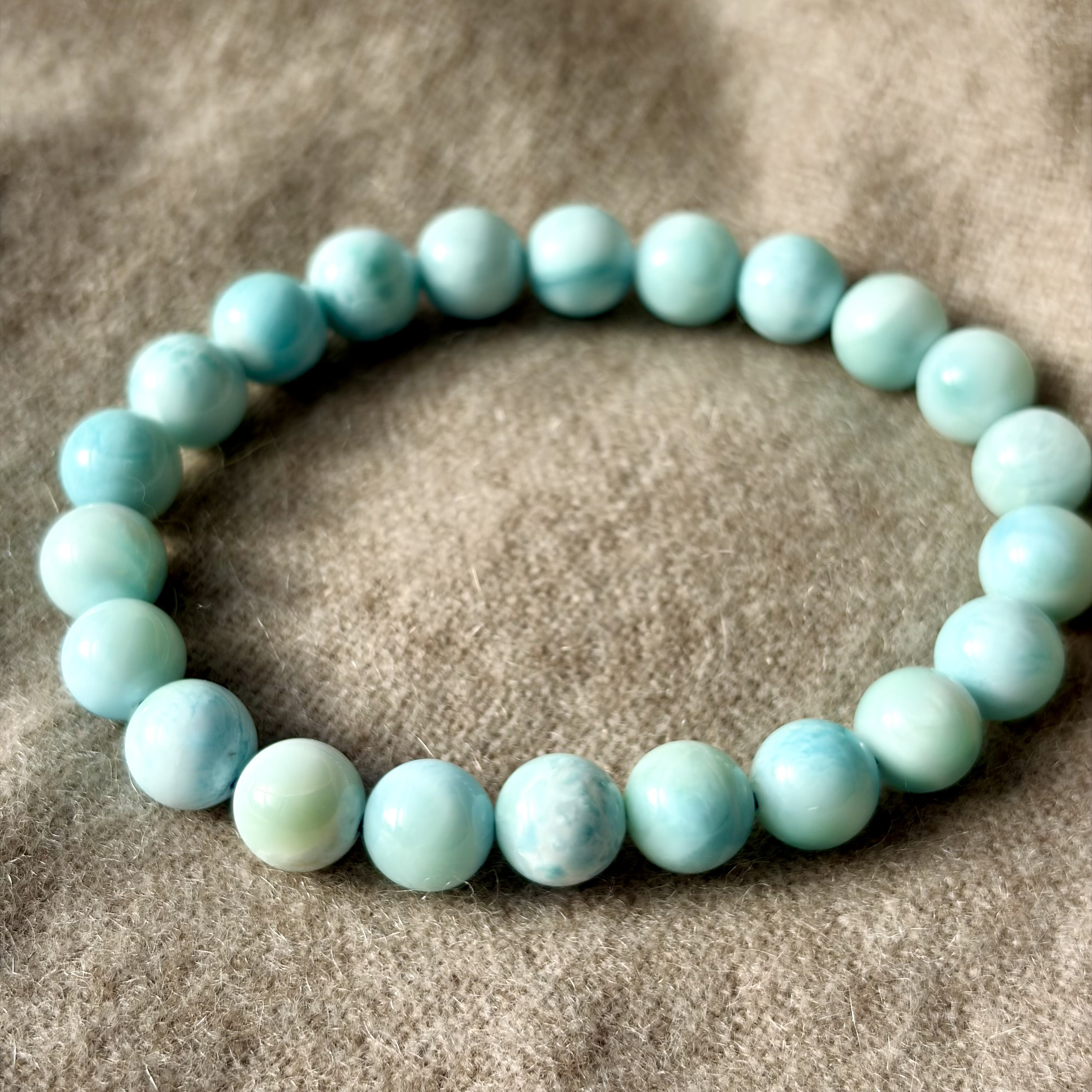 【ラリマー】海色ブルーの天然石ブレスレット 10mm／一点物