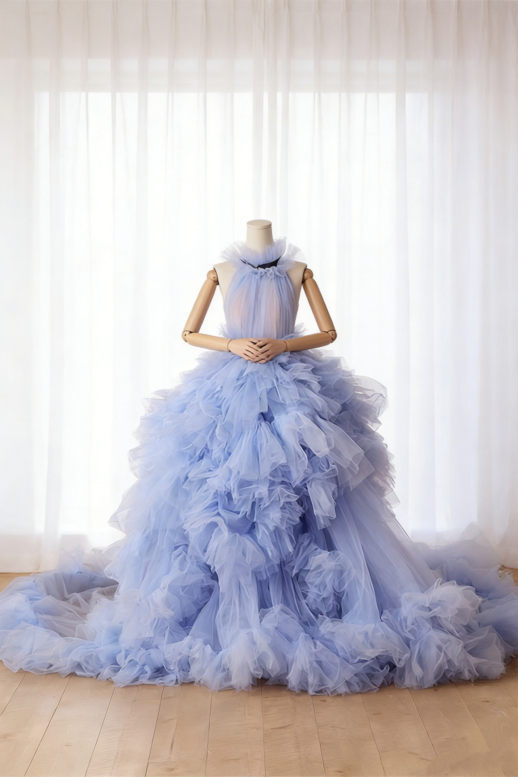 送料無料！カラードレス ホルターネック パープル もこもこドレス ボリュームドレス  前撮り ブライダル 結婚式