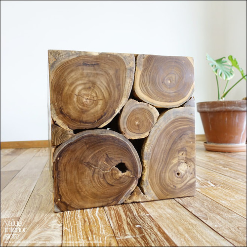 チーク無垢材 ブロックベンチN/A 椅子 長椅子 スツール ナチュラル