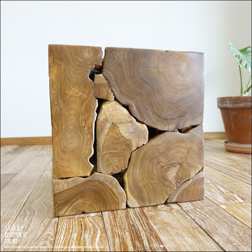 無垢 チークブロックスツールN/A08 椅子 イス ベンチ 花台 チェア