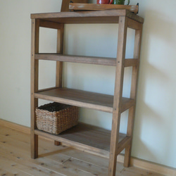 無垢板のオープンシェルフ 折り畳みラック アイアンラック 什器 棚 幅