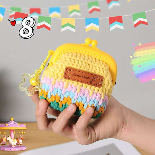 毛糸 手作り 編みぐるみ 小銭入れ コインケース カードケース ポーチ