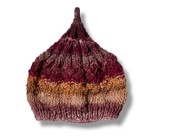 1点限定！新作2026 野呂英作毛糸使用どんぐりニット帽子 手編み