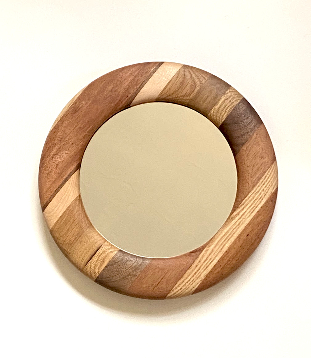 ラウンドミラー　Φ24.5cm（鏡Φ16cm）　寄せ木の丸形掛け鏡 15,620円