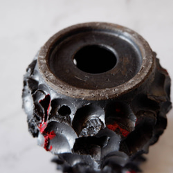 3.5号流紋黒紅鬼鉢台389　塊根植物　多肉植物　アガベ　盆栽　植木鉢　作家鉢　鉢台　沖縄 6枚目の画像