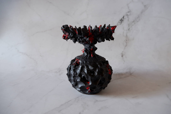 3.5号流紋黒紅鬼鉢台389　塊根植物　多肉植物　アガベ　盆栽　植木鉢　作家鉢　鉢台　沖縄 3枚目の画像