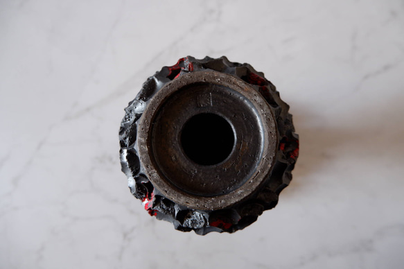 3.5号流紋黒紅鬼鉢台389　塊根植物　多肉植物　アガベ　盆栽　植木鉢　作家鉢　鉢台　沖縄 7枚目の画像