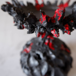 3.5号流紋黒紅鬼鉢台389　塊根植物　多肉植物　アガベ　盆栽　植木鉢　作家鉢　鉢台　沖縄 2枚目の画像