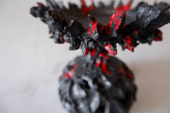 3.5号流紋黒紅鬼鉢台389　塊根植物　多肉植物　アガベ　盆栽　植木鉢　作家鉢　鉢台　沖縄 2枚目の画像