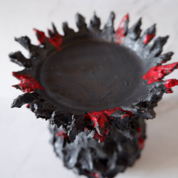 3.5号流紋黒紅鬼鉢台389　塊根植物　多肉植物　アガベ　盆栽　植木鉢　作家鉢　鉢台　沖縄 4枚目の画像