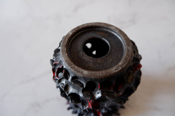 3.5号流紋黒紅鬼鉢台390　塊根植物　多肉植物　アガベ　盆栽　植木鉢　作家鉢　鉢台　沖縄 6枚目の画像