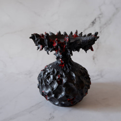 3.5号流紋黒紅鬼鉢台390　塊根植物　多肉植物　アガベ　盆栽　植木鉢　作家鉢　鉢台　沖縄 3枚目の画像