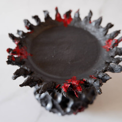 3.5号流紋黒紅鬼鉢台390　塊根植物　多肉植物　アガベ　盆栽　植木鉢　作家鉢　鉢台　沖縄 4枚目の画像