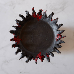 3.5号流紋黒紅鬼鉢台390　塊根植物　多肉植物　アガベ　盆栽　植木鉢　作家鉢　鉢台　沖縄 5枚目の画像