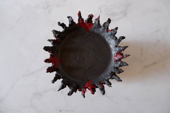 3.5号流紋黒紅鬼鉢台390　塊根植物　多肉植物　アガベ　盆栽　植木鉢　作家鉢　鉢台　沖縄 5枚目の画像