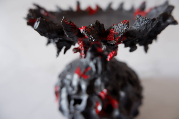 3.5号流紋黒紅鬼鉢台390　塊根植物　多肉植物　アガベ　盆栽　植木鉢　作家鉢　鉢台　沖縄 2枚目の画像