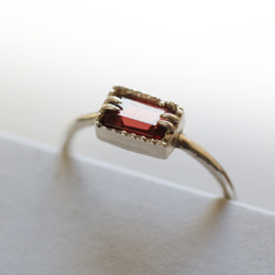 （925銀）寶石級矩形石榴石銀戒指（6*4毫米） 第2張的照片