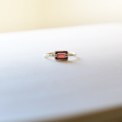 （925銀）寶石級矩形石榴石銀戒指（6*4毫米） 第5張的照片