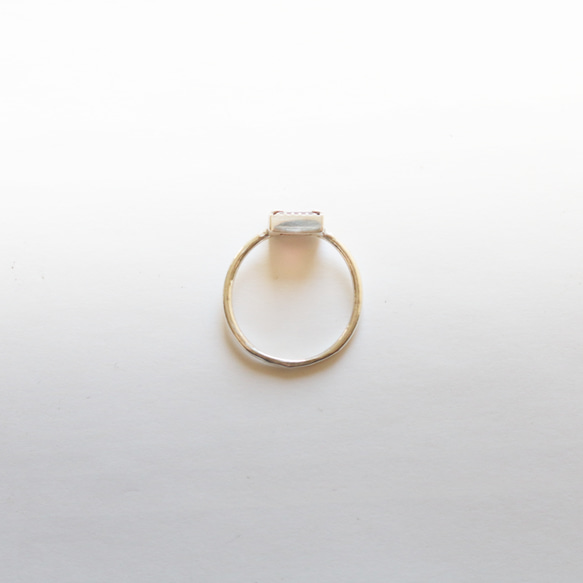 （925銀）寶石級矩形石榴石銀戒指（6*4毫米） 第4張的照片