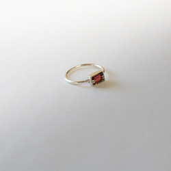 （925銀）寶石級矩形石榴石銀戒指（6*4毫米） 第7張的照片