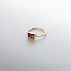 （925銀）寶石級矩形石榴石銀戒指（6*4毫米） 第6張的照片