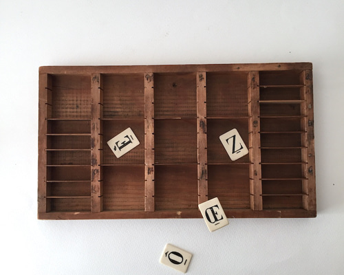 古い活版トレイ 古い木箱 壁掛け 収納ボックス カリグラフィ 文具