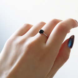 （925銀）黑瑪瑙銀戒指（6毫米） 第3張的照片