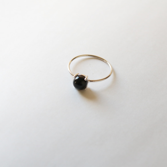 （925銀）黑瑪瑙銀戒指（6毫米） 第5張的照片