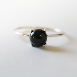 （925銀）黑瑪瑙銀戒指（6毫米） 第1張的照片