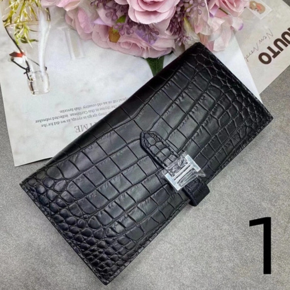 クロコダイル レザー ワニ革 本革 長財布 二つ折り財布 ビジネス財布