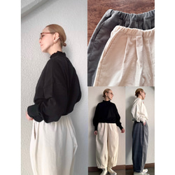 一本刺し子 バルーンパンツ/生成り/三河木綿 刺し子織 キュロット