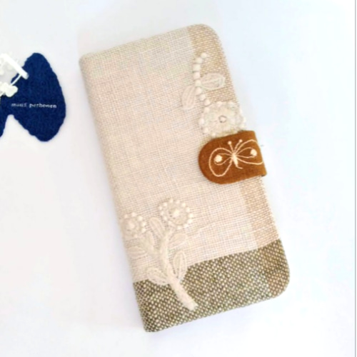 受注製作】グレー×ベージュ タンバリン skip choucho ミナペルホネン