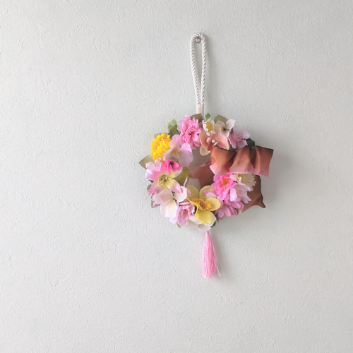 ひな祭り♡桜と春の花のミニのリース (約33㎝) リース ndana 通販