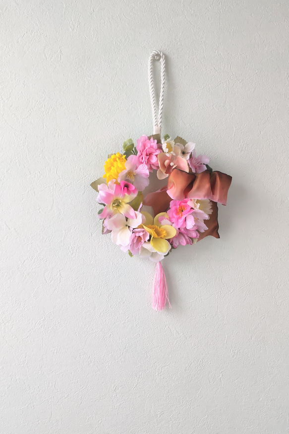 ひな祭り♡桜と春の花のミニのリース (約33㎝) リース ndana 通販